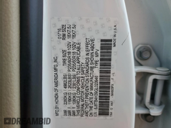 2016 Acura RDX with VIN 5J8TB4H39GL023946, listed as a Copart auction lot 52642203 with 117,211 mi miles. Bid and sale history available at carsss.com. Image 13.