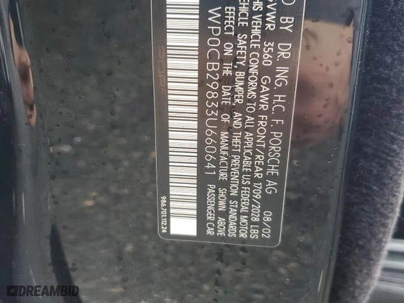 2003 Porsche Boxster S with VIN WP0CB29833U660641, listed as a Copart auction lot 83747654 with 38,237 mi miles and Clean Title. Bid and sale history available at carsss.com. Image 13.