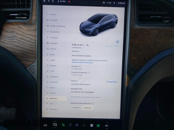2020 Tesla Model X Long Range with VIN 5YJXCBE2XLF230629, listed as a IAAI auction lot 41925961 with 35,979 mi miles. Bid and sale history available at carsss.com. Image 18.