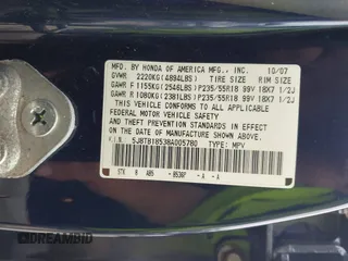 2008 Acura RDX Technology z VIN 5J8TB18538A005780, wystawiony jako IAAI lot #42549348 z przebiegiem 170 492 mil mil oraz . Historia ofert i sprzedaży dostępna na DreamBid. Obrazek 9.