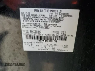 2017 Ford Taurus Limited with VIN 1FAHP2F84HG111702, listed as a Copart auction lot 54694325 with 114,533 mi miles and Salvage Title. Bid and sale history available at DreamBid. Image 13.