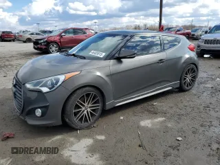 2013 Hyundai Veloster Turbo with VIN KMHTC6AE1DU124502, listed as a Copart auction lot 46489915 with 143,526 mi miles and Salvage title. Bid and sale history available at DreamBid. Image 1.