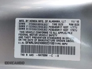2011 Honda Odyssey LX с VIN 5FNRL5H2XBB023100, выставлен на аукционе IAAI как лот 41605637 с пробегом 241 955 миль миль и . История ставок и продаж доступна на DreamBid. Изображение 9.