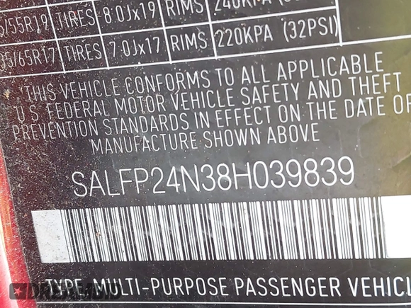 2008 Land Rover LR2 SE with VIN SALFP24N38H039839, listed as a IAAI auction lot 42422821 with Not provided miles and . Bid and sale history available at DreamBid. Image 9.