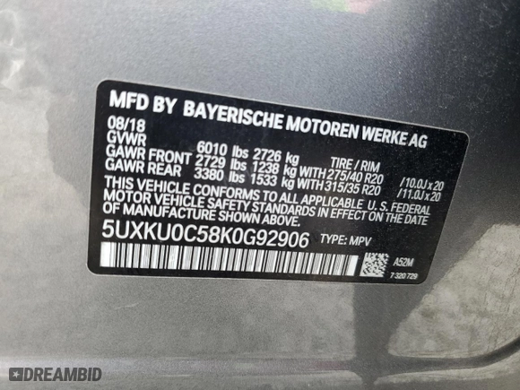 2019 BMW X6 sDrive35i with VIN 5UXKU0C58K0G92906, listed as a Copart auction lot 67123564 with 70,716 mi miles and Salvage Title. Bid and sale history available at carsss.com. Image 14.