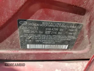 2013 Hyundai Sonata GLS with VIN 5NPEB4AC9DH674107, listed as a Copart auction lot 55487335 with 150,210 mi miles and Salvage title. Bid and sale history available at DreamBid. Image 13.