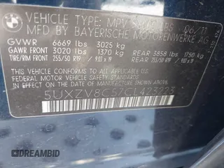 2012 BMW X5 50i with VIN 5UXZV8C57CL423223, listed as a IAAI auction lot 42606594 with 94,695 mi miles and . Bid and sale history available at DreamBid. Image 9.