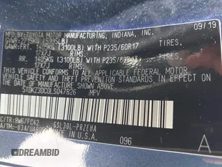2020 Toyota Sienna LE Auto Access Seat with VIN 5TDKZ3DC0LS047826, listed as a IAAI auction lot 42056414 with 68,443 mi miles and . Bid and sale history available at DreamBid. Image 9.