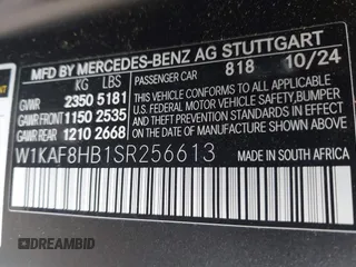 2025 Mercedes-Benz C 43 AMG with VIN W1KAF8HB1SR256613, listed as a IAAI auction lot 42376954 with 1,570 mi miles and . Bid and sale history available at DreamBid. Image 9.