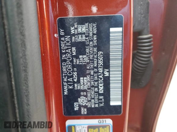 2024 Kia Seltos SX z VIN KNDETCA74R7585079, wystawiony jako Copart lot #43315445 z przebiegiem 2 248 mil mil oraz Czysty tytuł • Clean title. Historia ofert i sprzedaży dostępna na DreamBid. Obrazek 13.