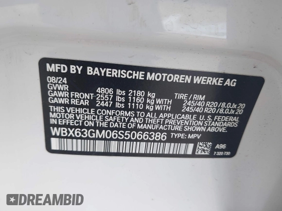 2025 BMW X2 xDrive28i with VIN WBX63GM06S5066386, listed as a IAAI auction lot 41812615 with 1,598 mi miles. Bid and sale history available at carsss.com. Image 9.