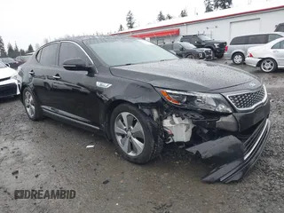 2015 Kia Optima Hybrid EX with VIN KNAGN4AD6F5085427, listed as a IAAI auction lot 41620891 with 109,427 mi miles. Bid and sale history available at carsss.com. Image 1.