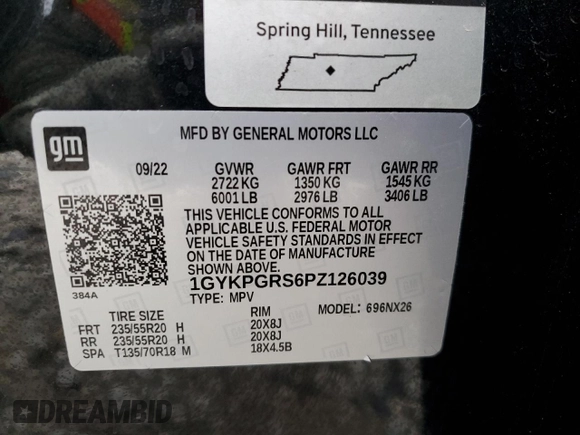 2023 Cadillac XT6 AWD Sport z VIN 1GYKPGRS6PZ126039, wystawiony jako Copart lot #55948605 z przebiegiem 39 966 mil mil oraz Szkoda całkowita • Salvage title. Historia ofert i sprzedaży dostępna na DreamBid. Obrazek 13.