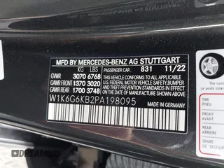 2023 Mercedes-Benz S 580e with VIN W1K6G6KB2PA198095, listed as a IAAI auction lot 41506845 with 29,903 mi miles and . Bid and sale history available at DreamBid. Image 9.