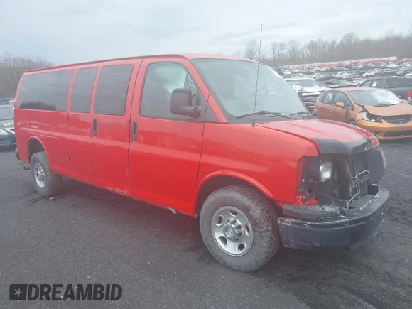 2013 Chevrolet Express Passenger 1LS z VIN 1GAZGZFA0D1175302, wystawiony jako IAAI lot #41966297 z przebiegiem 89 514 mil mil oraz . Historia ofert i sprzedaży dostępna na DreamBid. Obrazek 1.