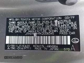 2019 Lexus UX 250h z VIN JTHU9JBH9K2008345, wystawiony jako IAAI lot #42019642 z przebiegiem Nie podano mil oraz . Historia ofert i sprzedaży dostępna na DreamBid. Obrazek 9.