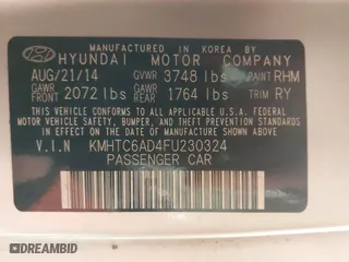 2015 Hyundai Veloster RE:FLEX with VIN KMHTC6AD4FU230324, listed as a IAAI auction lot 41292154 with 99,147 mi miles. Bid and sale history available at carsss.com. Image 9.