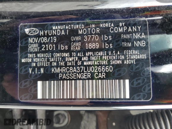 2020 Hyundai Venue SEL with VIN KMHRC8A37LU026660, listed as a Copart auction lot 52907665 with 64,913 mi miles and Salvage title. Bid and sale history available at DreamBid. Image 13.