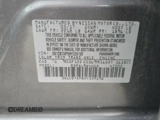 2017 Nissan Sentra SR Turbo with VIN 3N1CB7AP8HY339198, listed as a Copart auction lot 52327655 with Not Provided miles and Salvage Title. Bid and sale history available at DreamBid. Image 14.