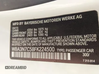 2015 BMW 4 Series 428i z VIN WBA3N7C58FK224500, wystawiony jako IAAI lot #42044727 z przebiegiem 71 815 mil mil oraz . Historia ofert i sprzedaży dostępna na DreamBid. Obrazek 9.