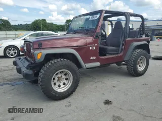 2002 Jeep Wrangler X with VIN 1J4FA39S92P773549, listed as a Copart auction lot 59995395 with 104,009 mi miles and Salvage title. Bid and sale history available at DreamBid. Image 1.