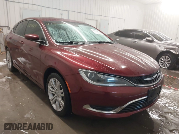2015 Chrysler 200 Limited with VIN 1C3CCCAB0FN526585, listed as a IAAI auction lot 41558501 with 150,100 mi miles. Bid and sale history available at carsss.com. Image 1.