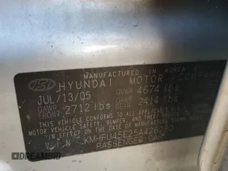2005 Hyundai XG with VIN KMHFU45E25A426280, listed as a Copart auction lot 82589944 with 120,662 mi miles and Salvage Title. Bid and sale history available at carsss.com. Image 12.