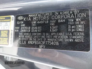 2015 Kia Sportage LX with VIN KNDPB3AC9F7754016, listed as a IAAI auction lot 41938311 with 71,737 mi miles and . Bid and sale history available at DreamBid. Image 9.