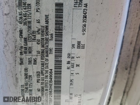 2017 Ford Super Duty F-250 SRW XLT with VIN 1FTBF2B63HEB49084, listed as a Copart auction lot 79747604 with Not Provided miles and Salvage Title. Bid and sale history available at carsss.com. Image 12.