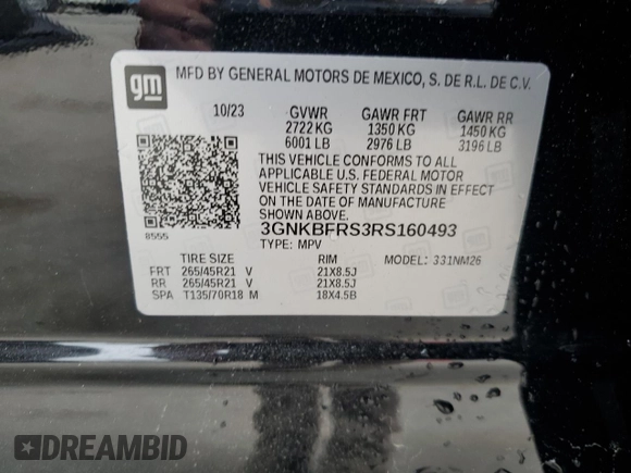 2024 Chevrolet Blazer Premier with VIN 3GNKBFRS3RS160493, listed as a Copart auction lot 53857315 with 12,722 mi miles and Salvage title. Bid and sale history available at DreamBid. Image 12.