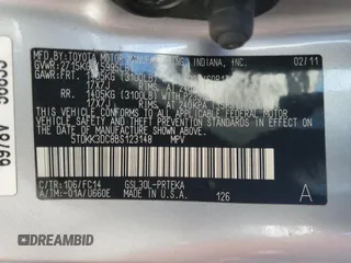 2011 Toyota Sienna LE AAS with VIN 5TDKK3DC8BS123148, listed as a Copart auction lot 46321265 with 213,568 mi miles and Salvage Title. Bid and sale history available at DreamBid. Image 15.