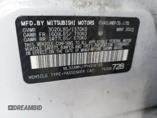 2023 Mitsubishi Mirage Black Edition with VIN ML32AWHJ7PH004793, listed as a Copart auction lot 44710115 with Not provided miles and Salvage title. Bid and sale history available at DreamBid. Image 13.