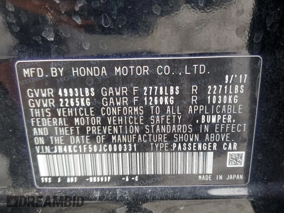 2018 Acura RLX w/Technology Pkg with VIN JH4KC1F50JC000331, listed as a Copart auction lot 86841194 with 146,118 mi miles and Salvage Title. Bid and sale history available at carsss.com. Image 12.