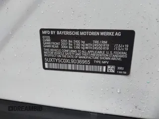 2020 BMW X3 xDrive30i with VIN 5UXTY5C0XL9D36965, listed as a IAAI auction lot 41578019 with Not Provided miles and . Bid and sale history available at DreamBid. Image 9.