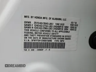 2019 Honda Pilot LX with VIN 5FNYF5H12KB015096, listed as a Copart auction lot 48802345 with 94,445 mi miles and Salvage Title. Bid and sale history available at DreamBid. Image 12.