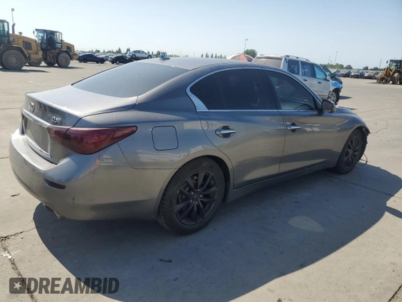 2014 Infiniti Q50 Premium with VIN JN1BV7AP2EM677469, listed as a Copart auction lot 61627125 with 106,670 mi miles and Salvage title. Bid and sale history available at DreamBid. Image 3.