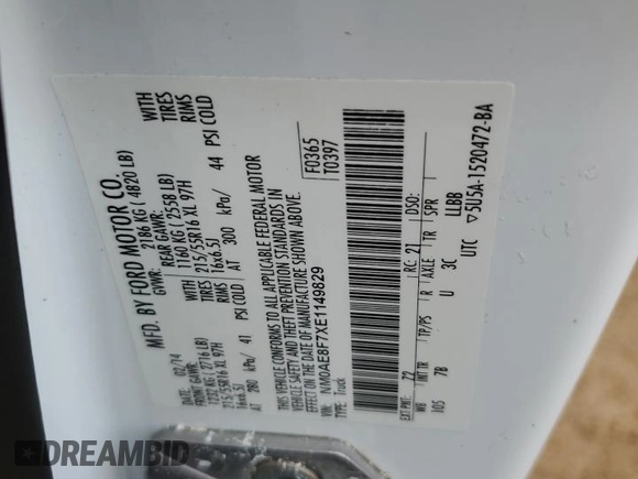 2014 Ford Transit Connect XLT z VIN NM0AE8F7XE1149829, wystawiony jako Copart lot #44253835 z przebiegiem 81 927 mil mil oraz Czysty tytuł • Clean title. Historia ofert i sprzedaży dostępna na DreamBid. Obrazek 13.