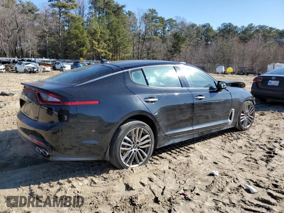 2018 Kia Stinger with VIN KNAE15LA2J6017155, listed as a Copart auction lot 46068735 with 98,295 mi miles and Salvage Title. Bid and sale history available at DreamBid. Image 3.