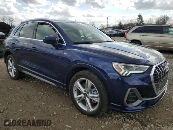 2023 Audi Q3 S line Premium Plus with VIN WA1EECF33P1037116, listed as a Copart auction lot 47653765 with 5,702 mi miles and Salvage title. Bid and sale history available at DreamBid. Image 4.