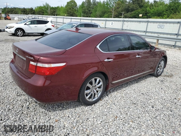 2007 Lexus LS 460 L with VIN JTHGL46F375014799, listed as a Copart auction lot 53912115 with 150,120 mi miles and Salvage title. Bid and sale history available at DreamBid. Image 3.
