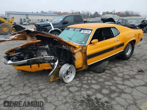 1970 Ford Mustang z VIN 0T02H149716, wystawiony jako Copart lot #78257704 z przebiegiem 3 658 mil mil oraz Szkoda całkowita • Salvage title. Historia ofert i sprzedaży dostępna na DreamBid. Obrazek 1.