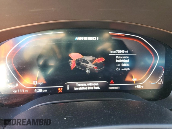 2020 BMW 5 Series M550i xDrive with VIN WBAJS7C0XLCE44248, listed as a Copart auction lot 48660045 with 73,949 mi miles and Salvage title. Bid and sale history available at DreamBid. Image 9.