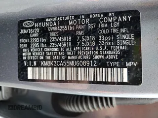2021 Hyundai Kona Limited with VIN KM8K3CA55MU608912, listed as a Copart auction lot 39228973 with 40,870 mi miles. Bid and sale history available at carsss.com. Image 12.