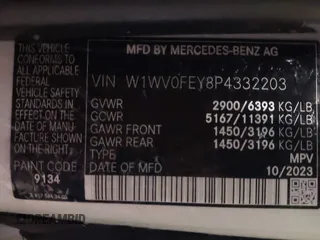 2023 Mercedes-Benz Metris with VIN W1WV0FEY8P4332203, listed as a IAAI auction lot 41510870 with 8,203 mi miles and . Bid and sale history available at DreamBid. Image 9.