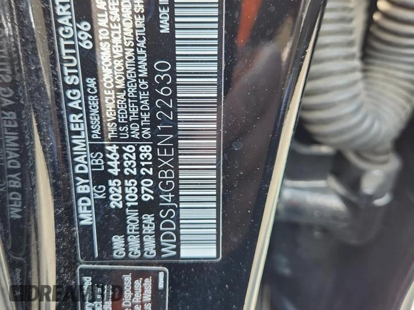 2014 Mercedes-Benz CLA 250 with VIN WDDSJ4GBXEN122630, listed as a Copart auction lot 60613895 with 200,827 mi miles and Salvage title. Bid and sale history available at DreamBid. Image 12.