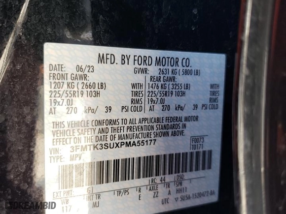 2023 Ford Mustang Mach-E Premium with VIN 3FMTK3SUXPMA55177, listed as a Copart auction lot 48490845 with 15,844 mi miles and Salvage Title. Bid and sale history available at carsss.com. Image 14.