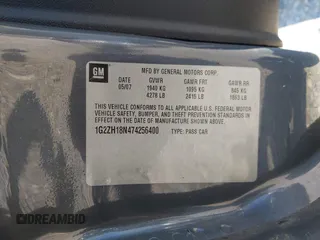 2007 Pontiac G6 GT с VIN 1G2ZH18N474256400, выставлен на аукционе IAAI как лот 42601190 с пробегом 200 664 миль миль и . История ставок и продаж доступна на DreamBid. Изображение 9.