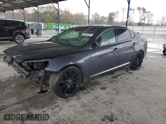 2014 Kia Cadenza Premium with VIN KNALN4D77E5140762, listed as a Copart auction lot 83987224 with 112,493 mi miles and Salvage Title. Bid and sale history available at carsss.com. Image 1.