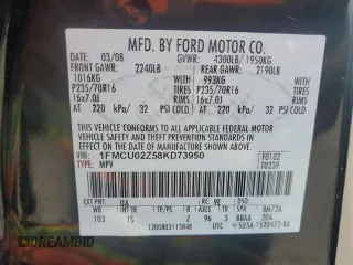 2008 Ford Escape XLS z VIN 1FMCU02Z58KD73950, wystawiony jako Copart lot #46569725 z przebiegiem 133 171 mil mil oraz Czysty tytuł • Clean title. Historia ofert i sprzedaży dostępna na DreamBid. Obrazek 13.
