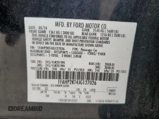 2018 Ford Taurus SHO с VIN 1FAHP2KT4JG127026, выставлен на аукционе Copart как лот 57410715 с пробегом 56 728 миль миль и Списание • Salvage title. История ставок и продаж доступна на DreamBid. Изображение 12.